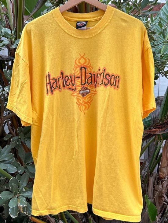 Harley-Davidson Other - Vintage 2004 Harley Davidson Biggs Oceanside CA Yellow T Shirt XL